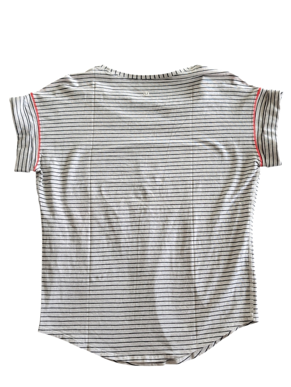 Lululemon Weekend Short Sleeve Tee Striped Grey/Black Size 6/8 Medium PTP 19" - Picture 4 of 5
